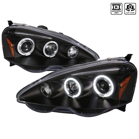02-04 Acura Rsx Halo LED Projector Black
